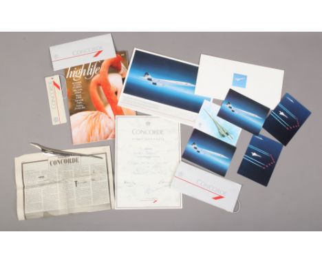 A wallet of Concorde and Vulcan Bomber memorabilia pertaining to the formation flight of the aforementioned aircraft in memor