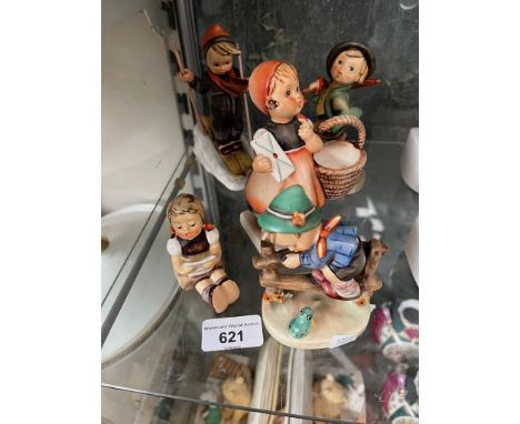 5 Hummel/Goebel figures including Meditation and Strolling Along 