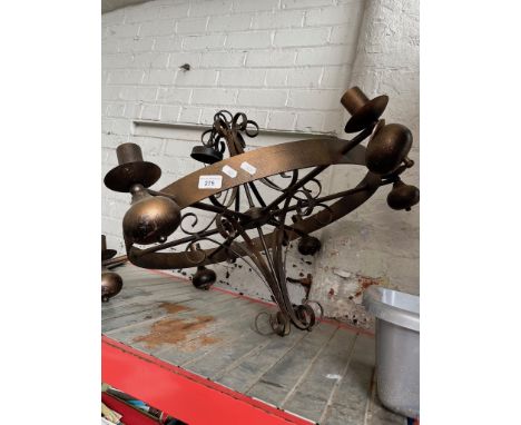 A large metal ceiling light fitting 
