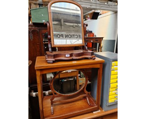 A 19th century mahogany toilet mirror and a swing mirror. 