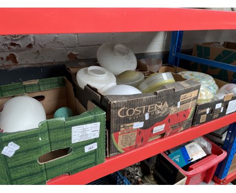 2 boxes of glass light shades and 1 box with 2 vases. 