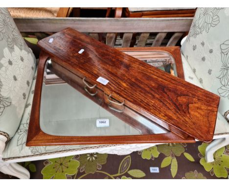 A Danish mid 20th century teak framed mirror with drawers. 