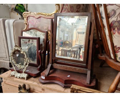 6 mirrors including 19th century toilet mirror, gilt framed mirror, etc. 