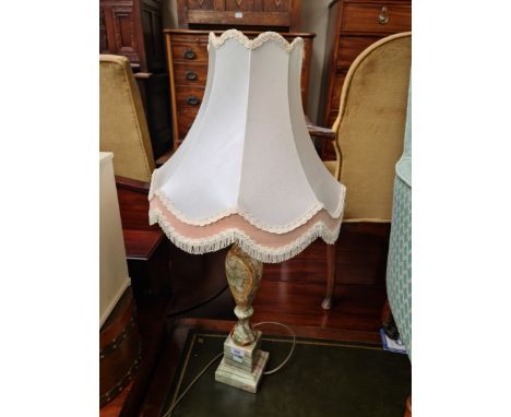 A green onyx table lamp, height 86cm. 