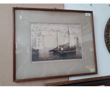 John Edgar Platt (1886-1967), 'Brixham Town', limited edition coloured woodcut print 92/150, 34cm x 24cm, signed in pencil to