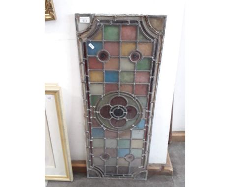 A late Victorian Arts & Crafts leaded glas panel, 35.5cm x 92.2cm.Condition:- General wear through age and use, please see ex