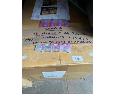 A box containing 16 boxes of 24 light up pens. 