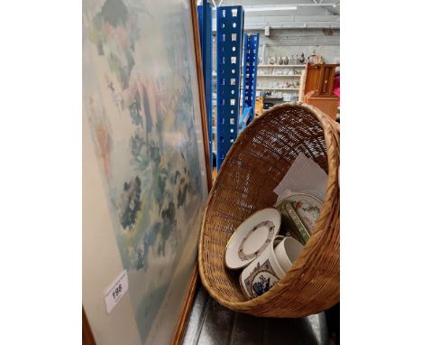 A print after Pierre Jean, Llado and assorted pottery. 