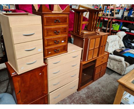 Various pieces of furniture comprising a pair of cane conservatory chairs and another, a Nathan teak hifi unit and Nathan bed