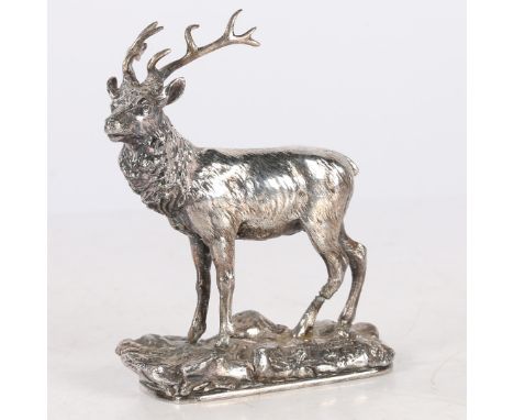 A 19th century 'WMF' silver plated model of a stag, stamped, 9cm long and 11cm high.  CR * Good condition.