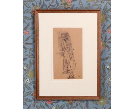 Walter Richard Sickert (British, 1860-1942)"Study of a Girl"signed (lower right), black chalk and pen &amp; ink34 x 18cm (13.