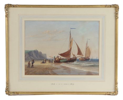 John Cantiloe Joy (1806-1857)Beach Scene with Fishing Boats and FiguresWatercolour21 x 28cm (8.25in x 11in)Provenance: Eastbo