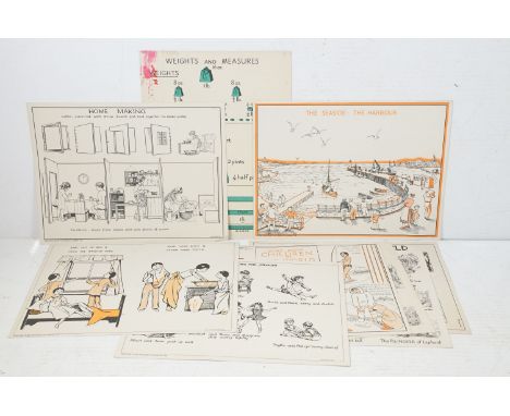 W D M Townsend (Illustrator, circa 1930's) Collection of Original Children's Print Illustrations 