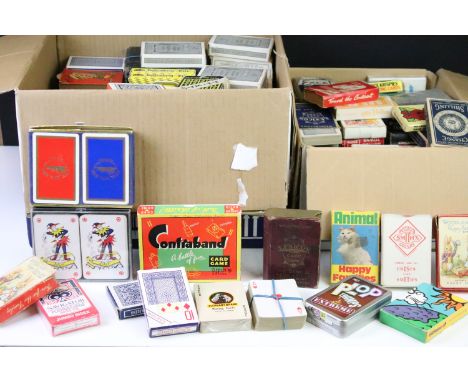 Large collection of assorted 20th Century playing cards and card games to include lexicon, Happy Families, Sister Ships, Park
