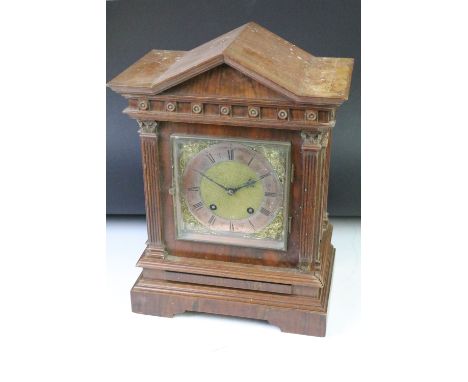 Late 19th century chiming bracket clock with German Lenzkirch movement (numbered 779784), in an architectural temple shaped w
