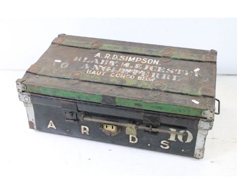 Military Tin Trunk, 24cm high x 69cm wide 