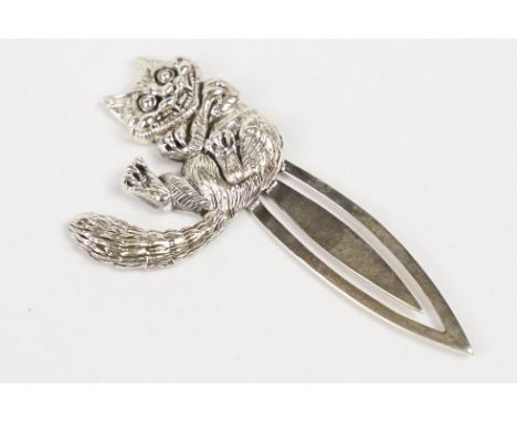 Silver Bookmark with Cat finial 