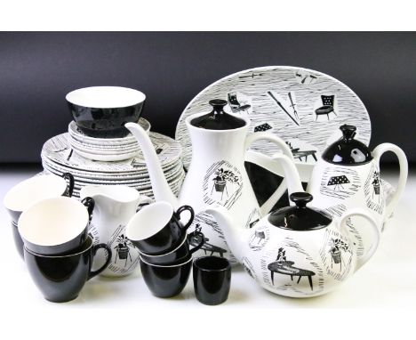 A large quantity of 'Homemaker' pattern ceramics to include two tea and dinner services, include : Coffeepot, teapot, jugs, b