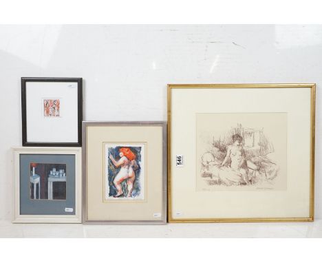 Bernard Dunstan, female nude, limited edition print numbered 49/50, signed in pencil lower right, 24 x 27.5cm, Janet Molly Du