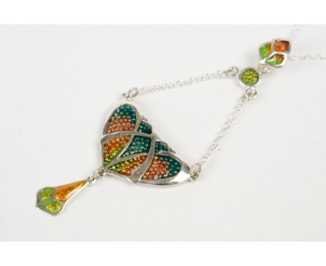 Silver and Enamel Pendant Necklace 