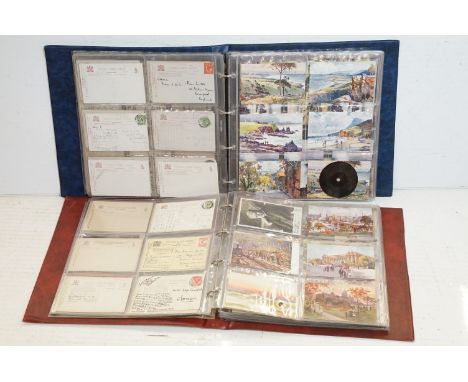 Two albums of early 20th century Australian themed 'Tuck's' postcards, in colour &amp; monochrome, mostly artist designed exa
