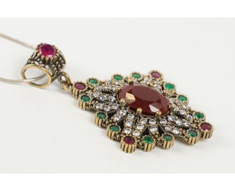 Silver and Semi Precious Stone Necklace 