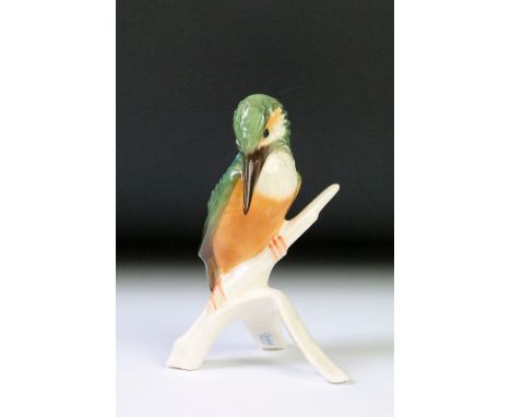 A West German Goebel Kingfisher figurine, gloss finish, No.CV58, stands approx 10cm in height. 