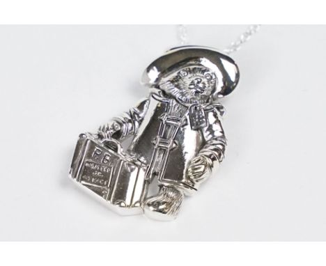 Silver Paddington Bear style Pendant Necklace 