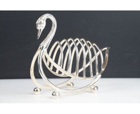 Silver Plated Toast Rack in the form of a Swan, approx 15.5cm tall 