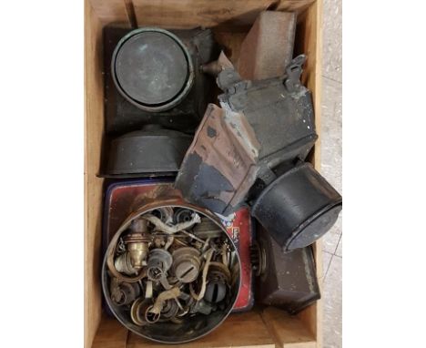 Box Lot of Railway Lamp Parts 