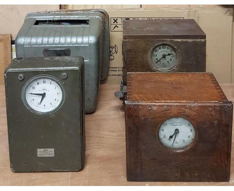 Four Vintage Time Recorder Clocks 