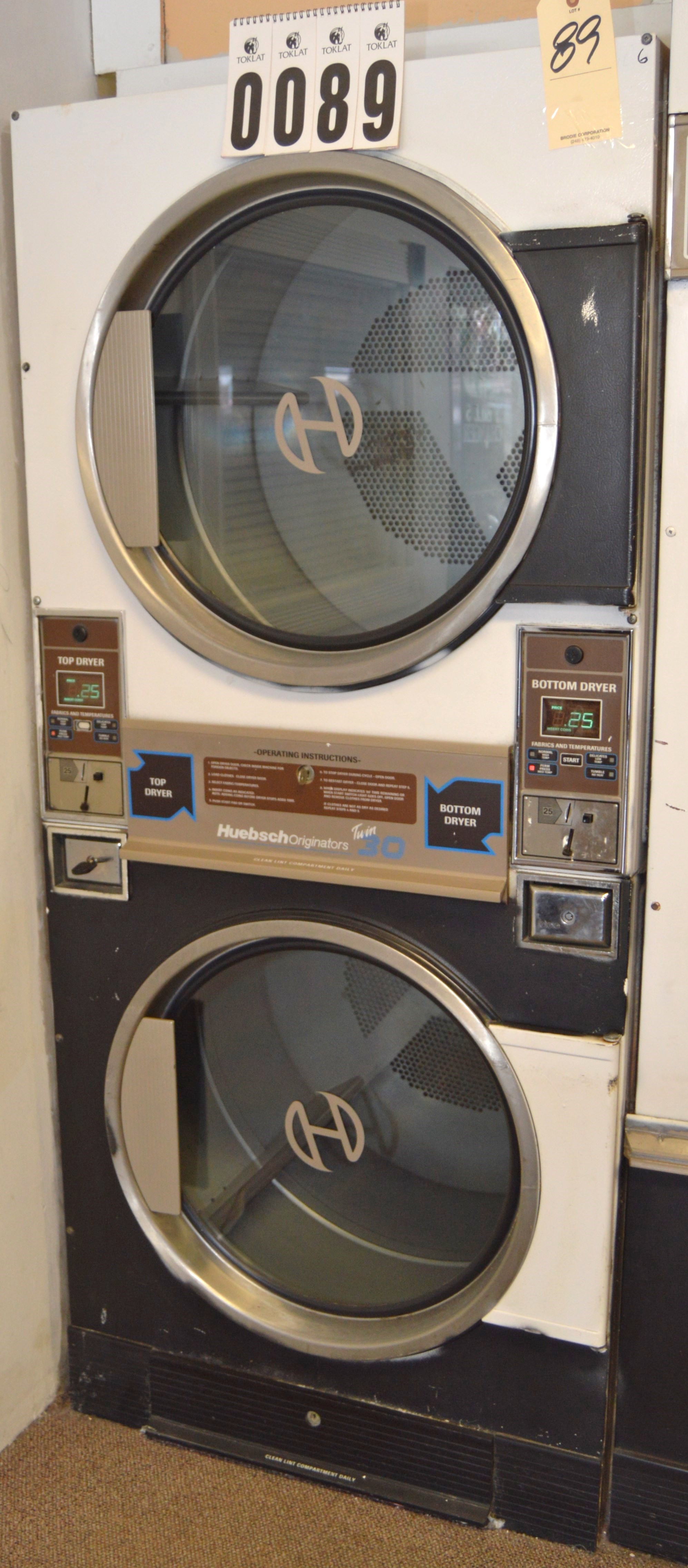 HUEBSCH ORIGINATORS TWIN 30 MODEL JJD32DG, FRONT LOADER DOUBLE STACKER