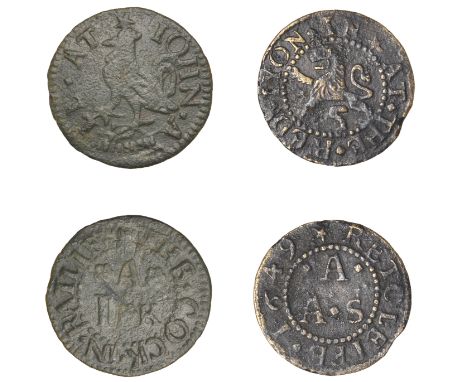 Ratcliff, A[braham] A[twood], Farthing, 1649, 0.88g/3h (N 8354; BW. 2335); John At[w]ell, Farthing, 0.79g/6h (N –; D –) [2]. 