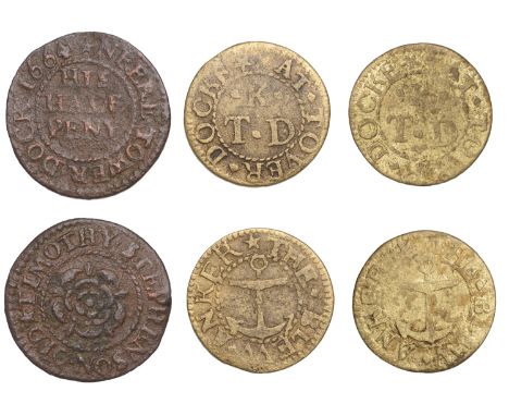 Tower Dock [Great Tower Hill], T[homas] K[een], Farthings (2), 1.23g/6h (N 8464 rev., different [earlier] obv.; BW. 3188), 1.