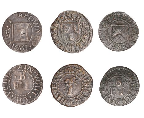 Whitechapel, Erasmus Bish, Farthing, 1.10g/9h (N 8586; BW. 3389); Edward Byrchett, Farthings (2), 0.63g/12h (N 8588; BW. 3392