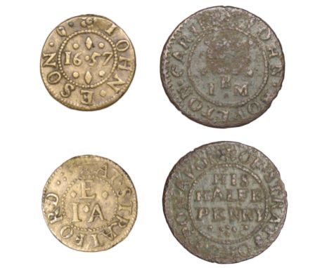 Stratford-upon-Avon, John Boulton, Halfpenny, 1.54g/6h (N 5360; BW. 146); John Eson, Farthing, 1657, 1.34g/12h (N 5361; D 146