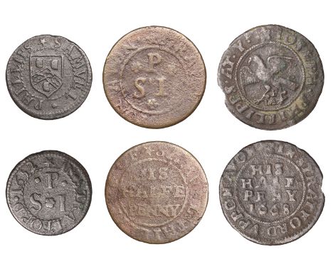 Stratford-upon-Avon, Joseph Phillipps, Halfpenny, 1668, 1.12g/12h (N 5366a, this piece; BW. 153); Samuel Phillips, Farthing, 