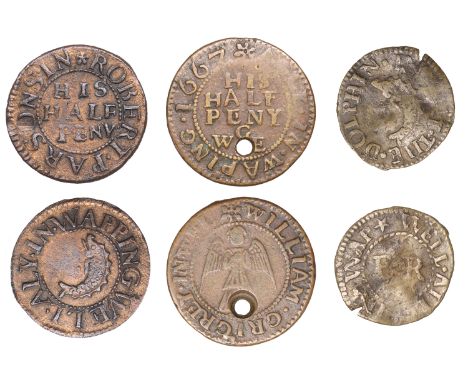 Well Alley [Wapping], William Grigrey, Halfpenny, 2.22g/12h (N 8567; D 3303A); Robert Parsons, Halfpenny, 1.63g/6h (N 8568; B