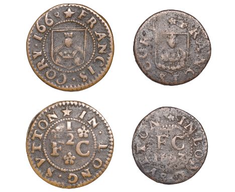Long Sutton [or Sutton St Mary], Francis Cory, Farthing, 1663, 2.02g/9h (OB 184a; N 2969; BW. 177), Halfpenny, 1668, 1.71g/12