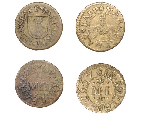 Southam, Margray Hanslapp, Farthings (2), 1658, 1.46g/9h (N 5354b, this piece; BW. 140), 1667, 1.07g/12h (N 5355; BW. 142) [2
