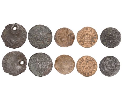 Duplicates: Shadwell, T.F.P. at the crown, Farthing, 1653, 0.92g/6h (N 8433; BW. Middlesex 189); Shadwell Dock, L.S.E. at the