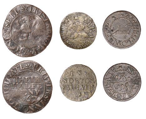 Norton Folgate, G.A.B. at the plow, Farthing, 1.13g/6h (N 8338; BW. 2084); Abraham Le Keux, Farthing, 1.03g/12h (N 8334a, thi