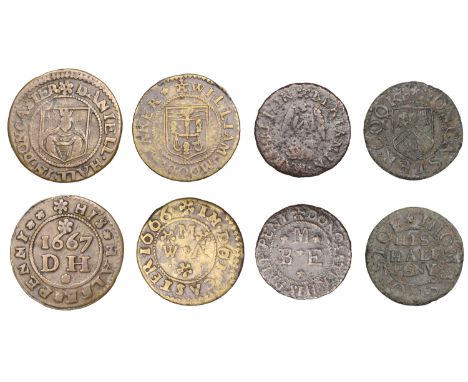 Doncaster, Thomas Gorst, Halfpenny, 2.19g/6h (N 5837; BW. 71); Daniell Hall, Halfpenny, 1667, 2.13g/9h (N 5838b, this piece; 