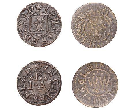 Co DURHAM, Durham, William Wilkinson, Farthing, 1661, 0.74g/6h (N 1069; BW. 42); Gateshead, John Bedford, Farthing, 0.64g/12h