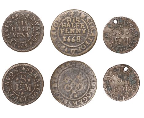 Stratford-upon-Avon, Edward Rogers, Halfpenny, 1668, 2.33g/3h (N 5369; BW. 154); Edward Smith, Farthing, 1.05g/12h (N 5370; B