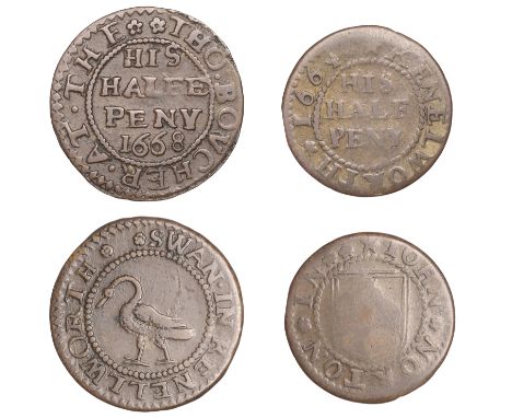 Kenilworth, Tho. Boucher, Halfpenny, 1668, 2.16g/6h (N 5332; BW. 107); John Norton, Halfpenny, 1664, 1.71g/6h (N 5331b, this 