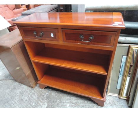 A modern yew wood hall shelf