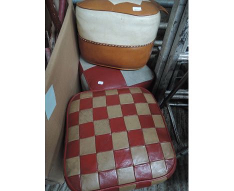 Two vintage pouffes and foostool