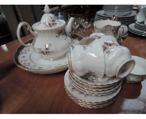 A Royal Albert "Lavender Rose" part tea service and Wedgewood plate