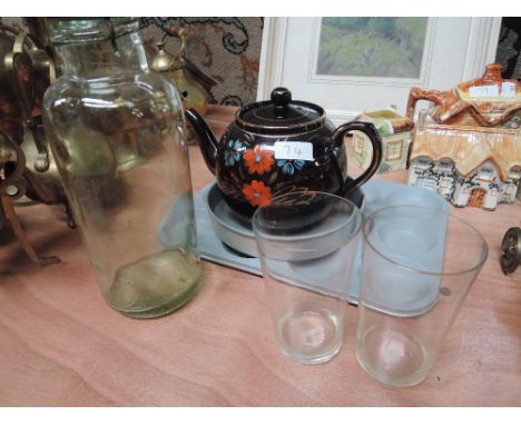 A miscellaneous selection including vintage glass and tea pot